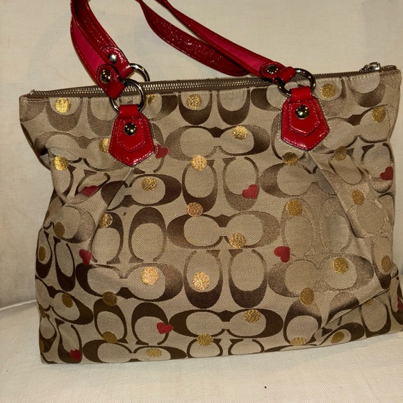 Large size zipper, closing coach logo bag - Picture 5 of 9